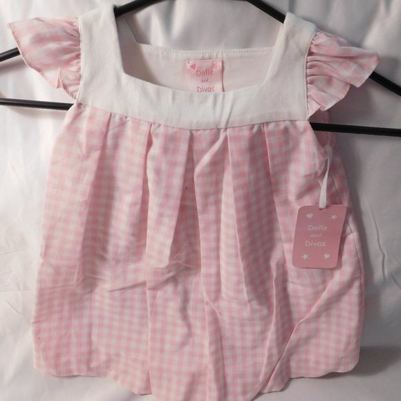 DOLLS AND DIVAS Pink and White Gingham Dress NEW - Picture 1 of 3